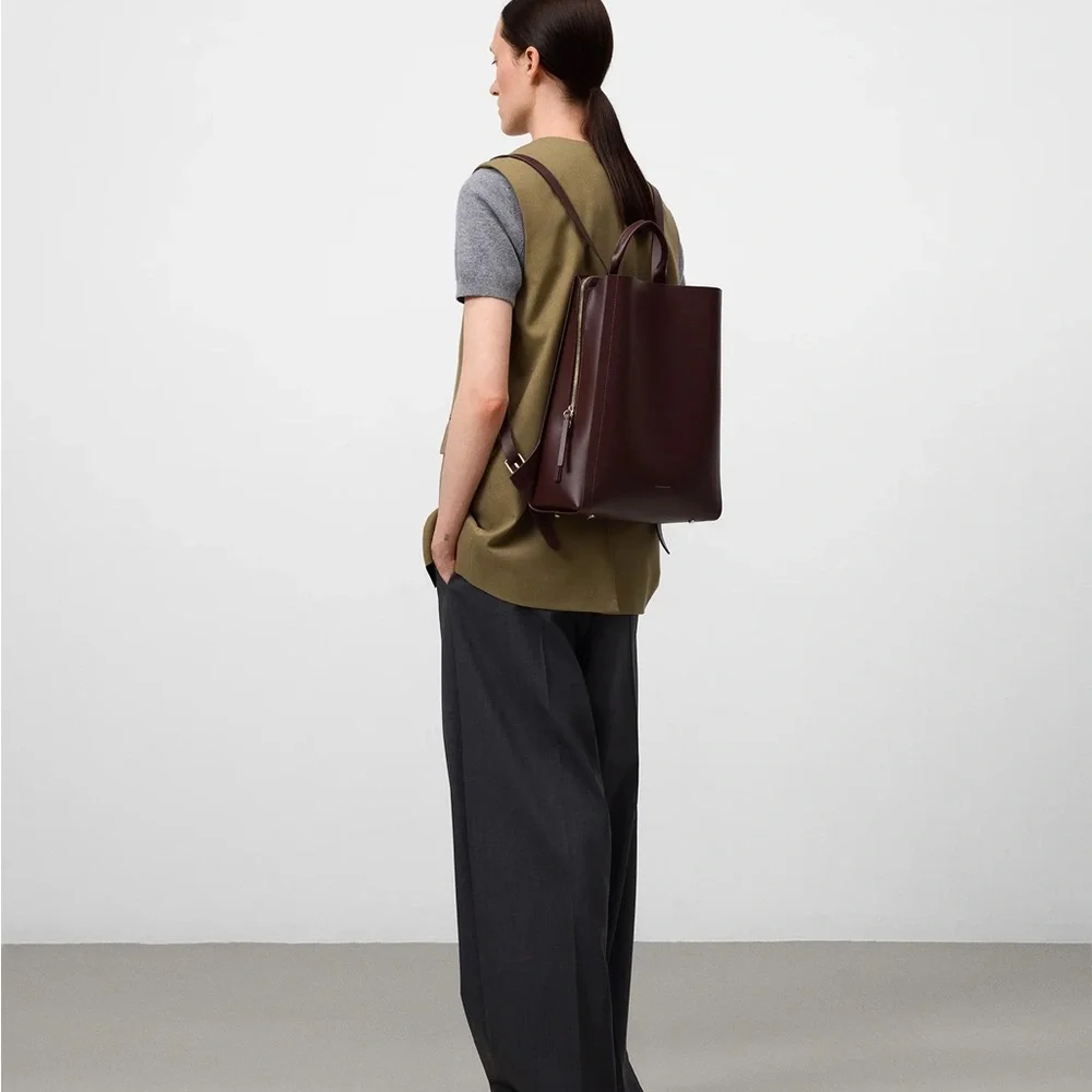 Adolfo Dominguez Brown Leather Backpack